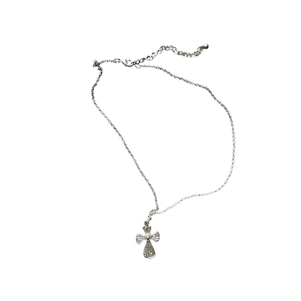 Silver Cross Necklace 18" Length